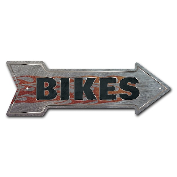Bikes Arrow Sign Funny Home Decor 24in Wide